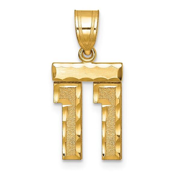 14k Yellow Gold, Varsity Collection, Small D/C Pendant Number 11 - Picture 1 of 4